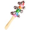 Rainbow Color Hand Held Bell Stick Wooden Musical Rattle Toy Perfect for Toddler Shaking Music Instrument Soothing Toy
