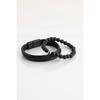 Мужской комбинированный браслет из черной натуральной кожи и гематита из натурального камня 001