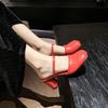 Fashion 2025 New Half-toe Half-slipper Women's Thick-heeled Coat, Fashionable Summer High-heeled Cool Flip-flops