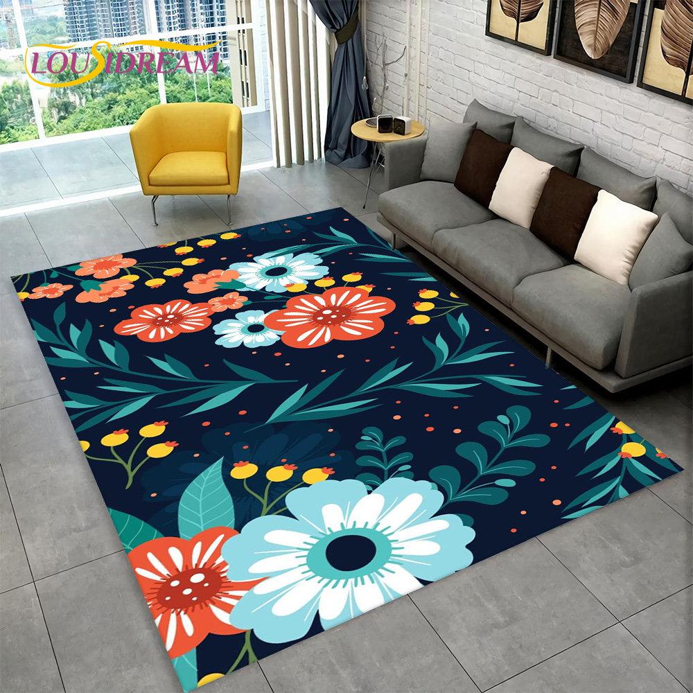 3D Nordic Luxury Flower Floral Area Rug Large, ковер для дома, гостиной, спальни, дивана, коврика для двери, декора, детские нескользящие коврики
