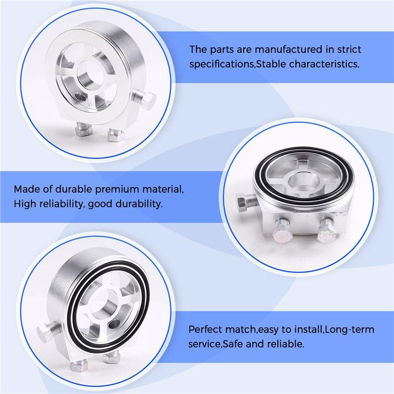Oil Filter Cooler Sandwich Plate Adapter Universal Oil Sensor Adapter M18 M20 M22 3/4 With Connectors Silver