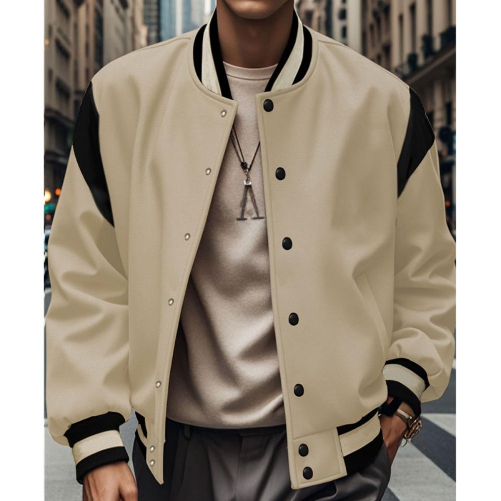 2025 Европейская и американская мужская модная осенне-зимняя куртка-кардиган на пуговицах в стиле бейсбольной куртки пэчворк