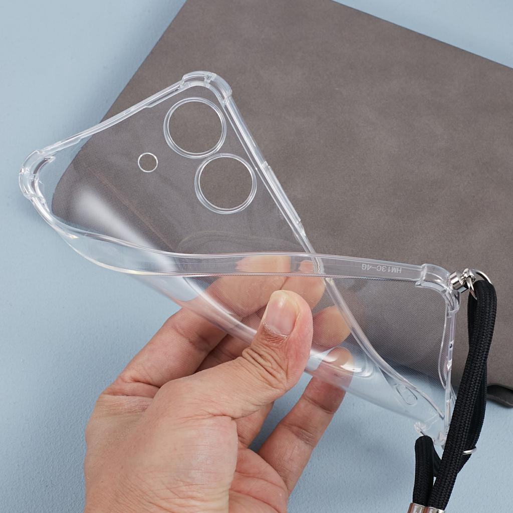 For Xiaomi Redmi 13C 4G/Poco C65 4G Case TPU Drop-resistant Phone Back Cover with Lanyard