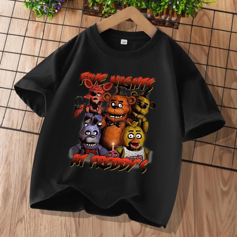Новые детские футболки Five Nights At Freddys FNAF с мультяшным принтом Детские повседневные спортивные топы с короткими рукавами Детская одежда