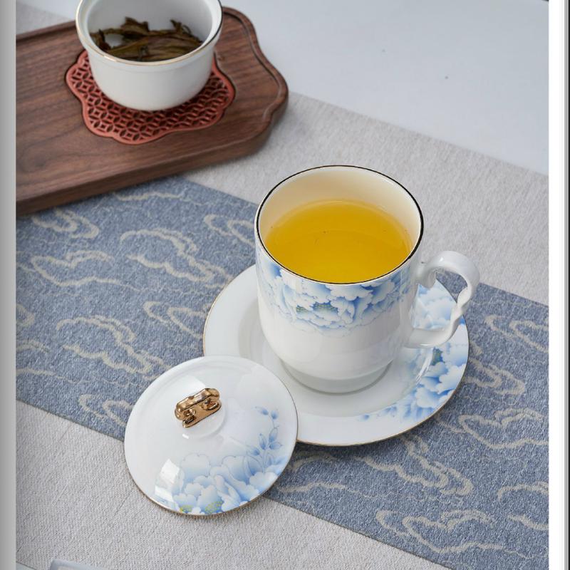 Songdai Bone China Tea Mug with Infuser and Lid