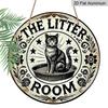 2D Flat, 1pc Printed Round Aluminum Decorative Sign with a Cat Theme, Measuring 20×20 CM (7.87×7.87 Inches), Perfect for Areas Where Cats Are Kept at