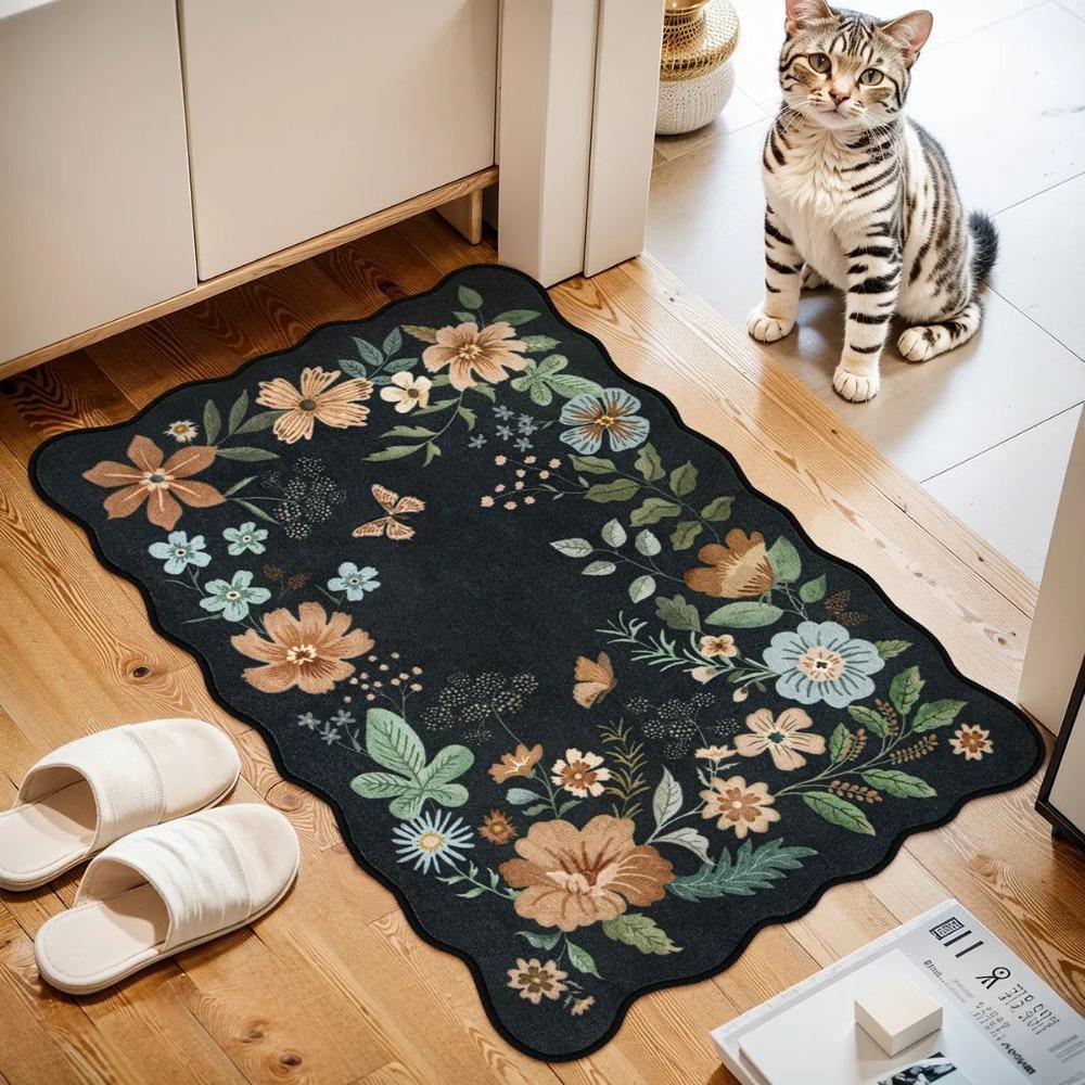 Non-Slip Indoor Door Mat Washable Small Kitchen Rug Butterfly Entryway Rug  for Bathroom Bedroom