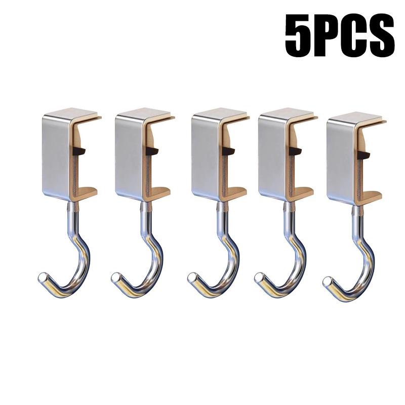 1-5pc Adjustable Backpack Hook 360° Rotatable Table Hooks Desktop Detachable Mobile Bag Hanger Desks School Home Storage