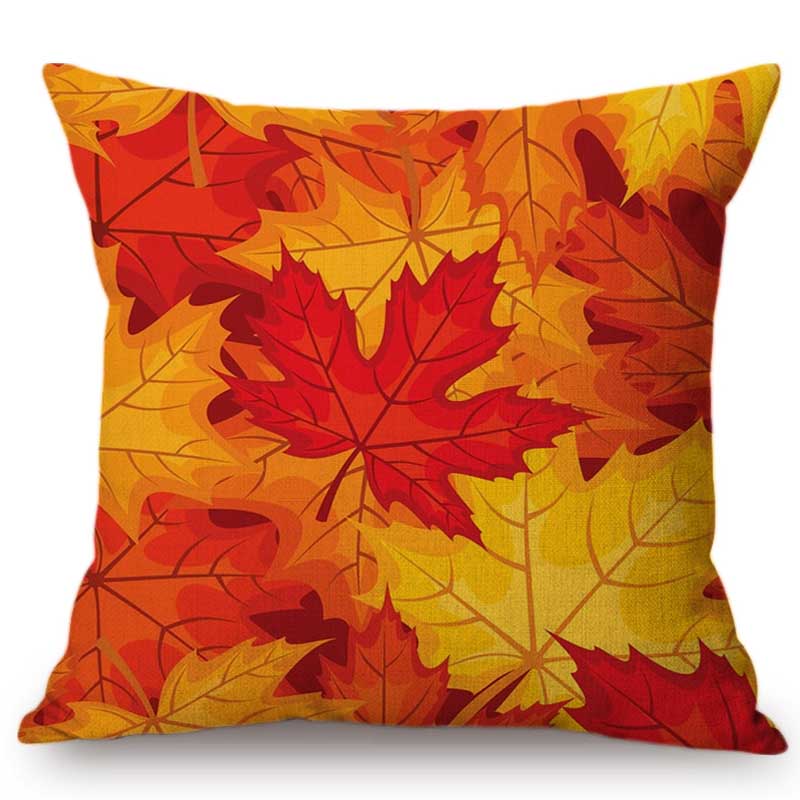 Nordic Autumn Fall Maple Leaf Hand Painting Cushion Cover Home Decoration Scenic Gold Leaves Orange Sofa Pillow Case 45X45Cm
