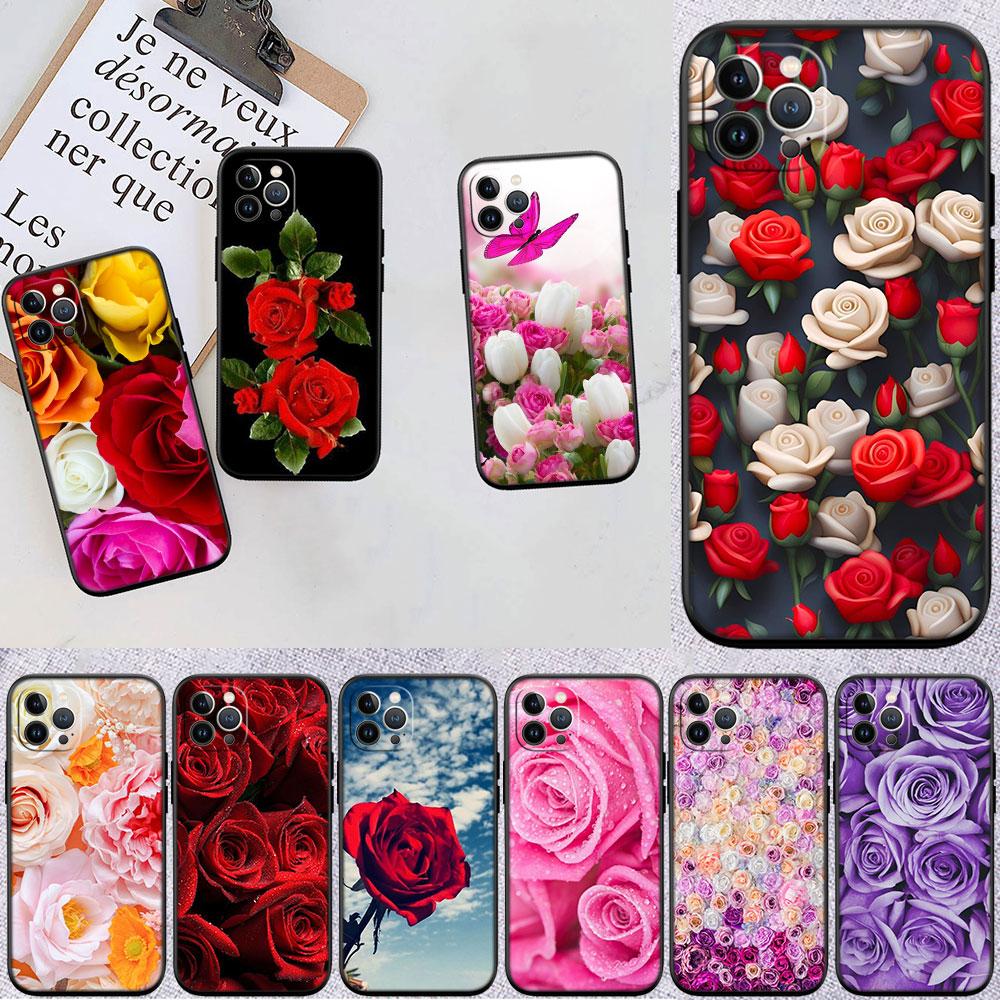CJ17 Beautiful Roses Flower Soft Shell Phone Case for Redmi Note 13 14 Pro+ Plus A3 A3X 13X 13C 13R 14S 14C 14R