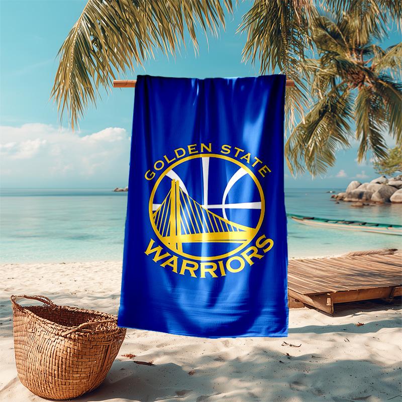 proof beach towel with Golden State Warriors logo pattern - soft,absorbent,quick-drying,machine washable - perfect for swimming,camping,bathing