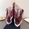 Plaid Texture Herringbone Pattern Cotton And Linen Small Square Scarf Silk Scarf Imitation Velvet Headscarf Shawl Sun Protection Scarf