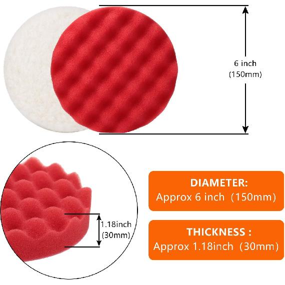 BBTO 12 Pieces Buffing Polishing Pads 6 Inch Compound Buffing Sponge Pads Cutting Polishing Kit For Car Buffer Compounding And Waxing