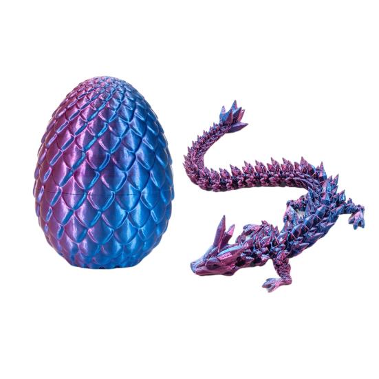 3D Printed Mini Dragon Egg Articulated Dragon Fidget Toy Inside Egg Easter Basket