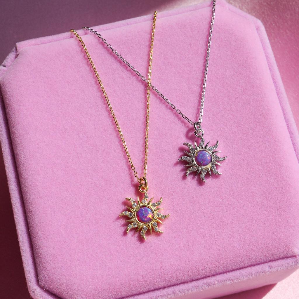 Opal Necklace Vintage Dopamine Barbie Necklace Opal Pendant Micro Zircon Pendant