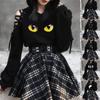 Женская толстовка с капюшоном и принтом милого кота, пуловер с длинными рукавами, короткая блузка, топы