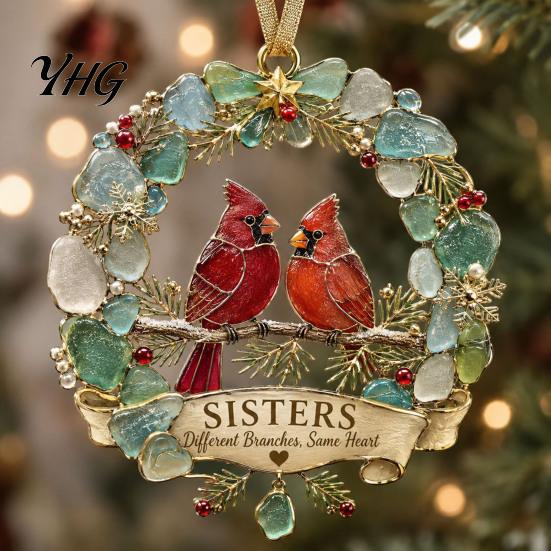Durable Holiday Ornaments Sea Glass Family Ornament, Mother Daughter Sisters Acrylic Hanging Decoration, Home Is Decorative for Where Mom Heartfelt