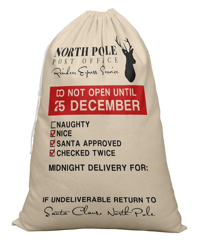 Printtoo Упаковка из 2 шт., сумки для хранения рождественских подарков, большой подарочный мешок Санты с завязкой на рождественской вечеринке 27x20 дюймов