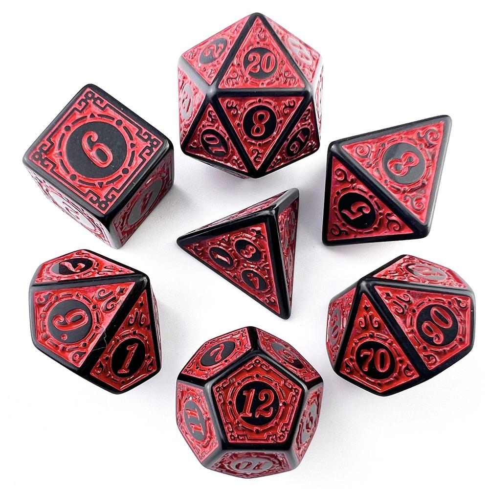 7 шт./набор RPG многогранные игральные кости ретро резной узор D4 D6 D8 D10 D12 D20 DND ролевые настольные игры