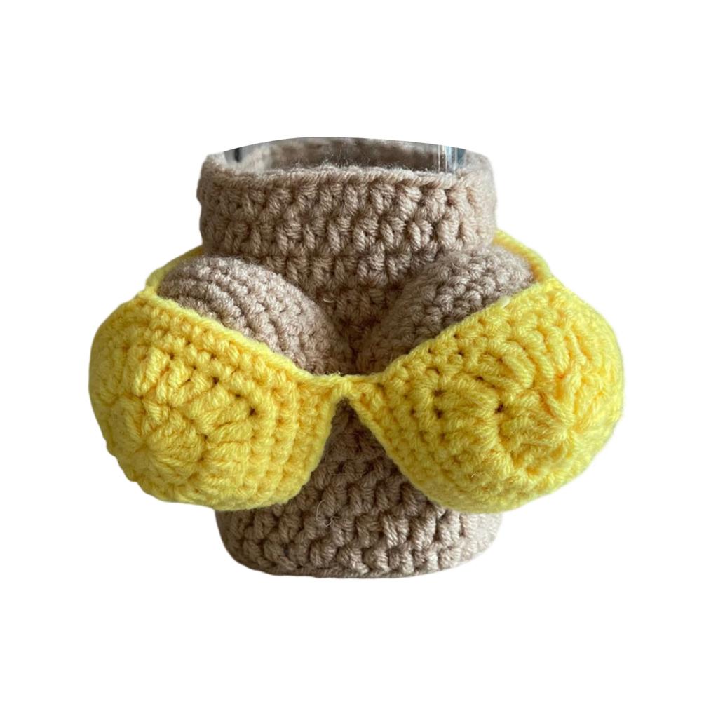 Handmade Knitted Cup Sleeve Bottle Cover Crochet Insulated Drink Holder Soft Yarn Reusable Cozy for Bottles and Cups
