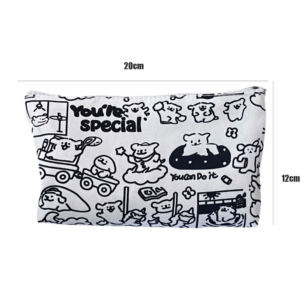 Large Capacity Line Puppy Pencil Bag Makeup Bags Puppy Print Pencil Case Cosmetic Bag