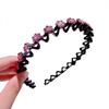 Vintage Non-slip Flower Headwear Wave Thin Headband Crystal Women Hair Hoop Korean Style Hairbands