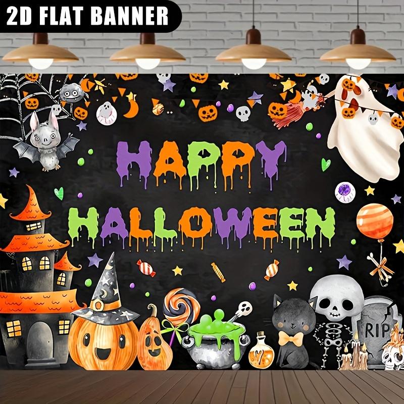 2D flat banner 1pc - Spooky Halloween Ghost Pumpkin Head Design, Halloween Theme