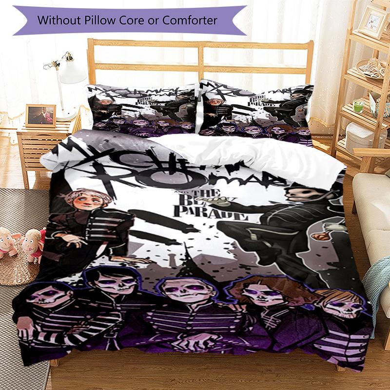 3pcs My Chemical Romance Bedding Set Duvet Cover Closure Includes 1 Duvet Cover & 2 Pillowcases, Soft and Comfortable for All Seasons.