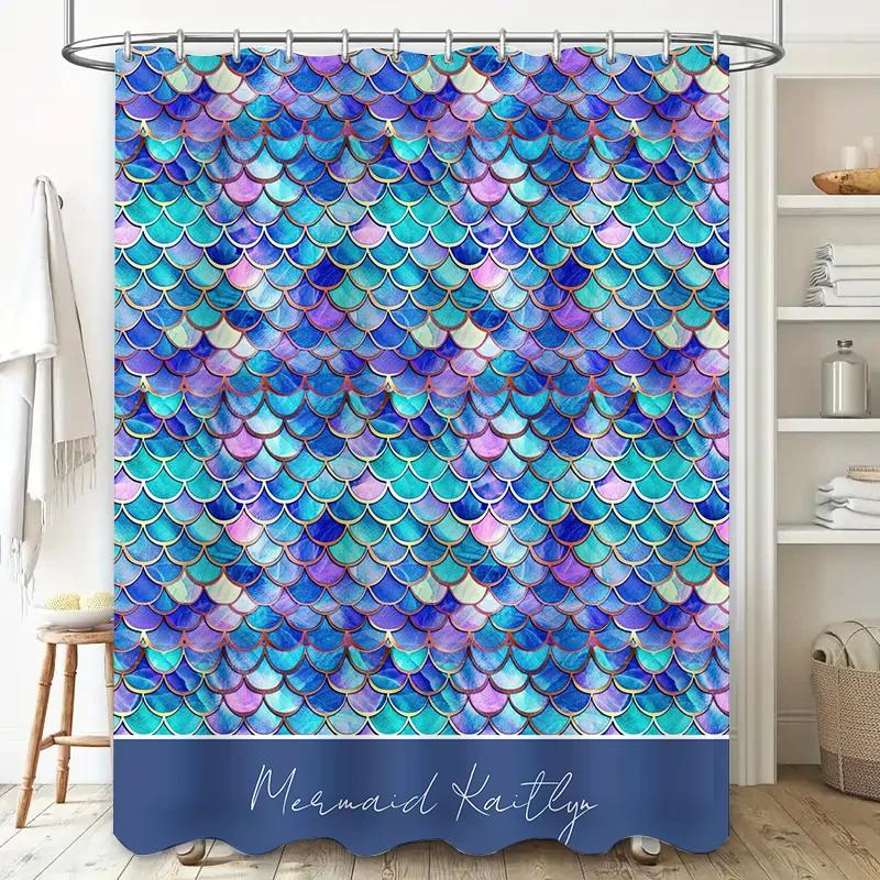 Занавеска для душа "Хвост русалки, рыбья чешуя", водонепроницаемая, декоративная, для ванных комнат, домашние аксессуары