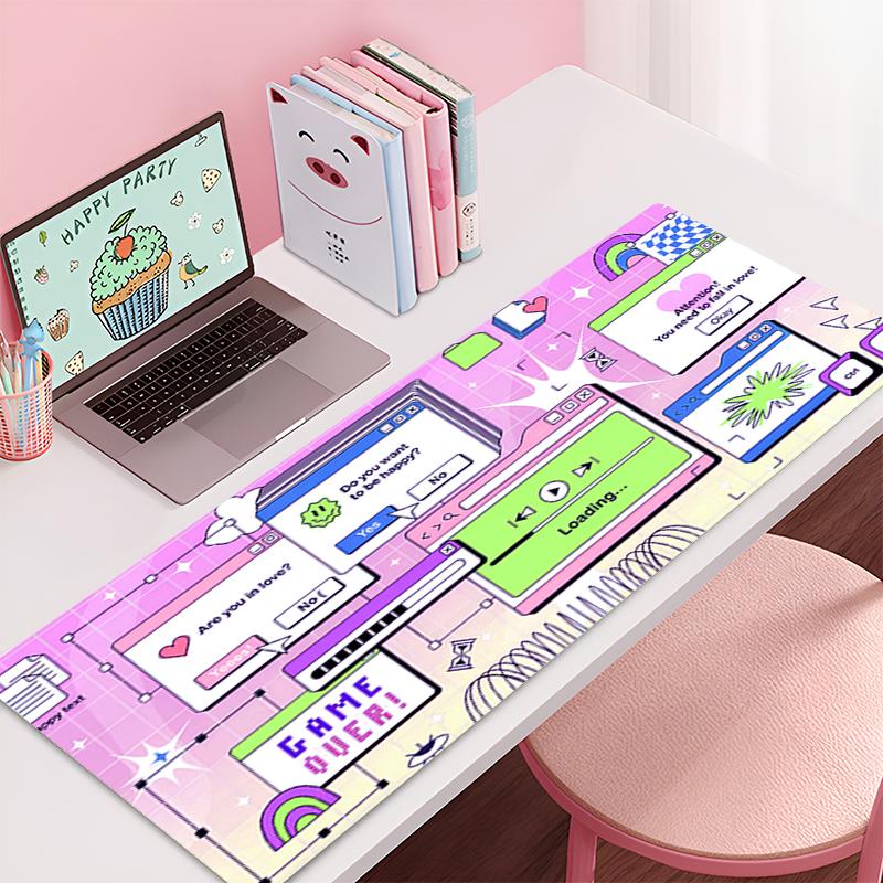 Desk Mat Cute Mousepad Anime Aesthetic Mouse Pad Cute Grid Pink Vaporwave Xxl Gaming Deskmatkawaii Manga Mice Mat Soft