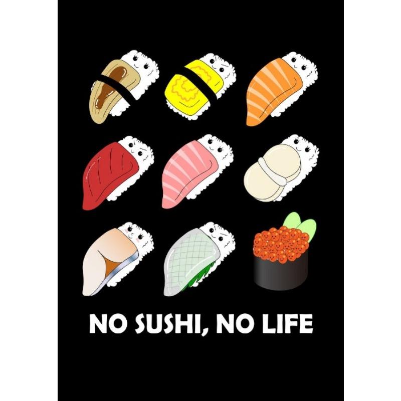 Суши-еда мультфильм картина плакат холст печать суши милая иллюстрация настенное искусство картина кухня японская еда настенный декор