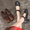 New Spring Women's Shoes Thick Heel Soft Sole Breathable Leather Shoes First Layer Cowhide Hole Shoes Sandals