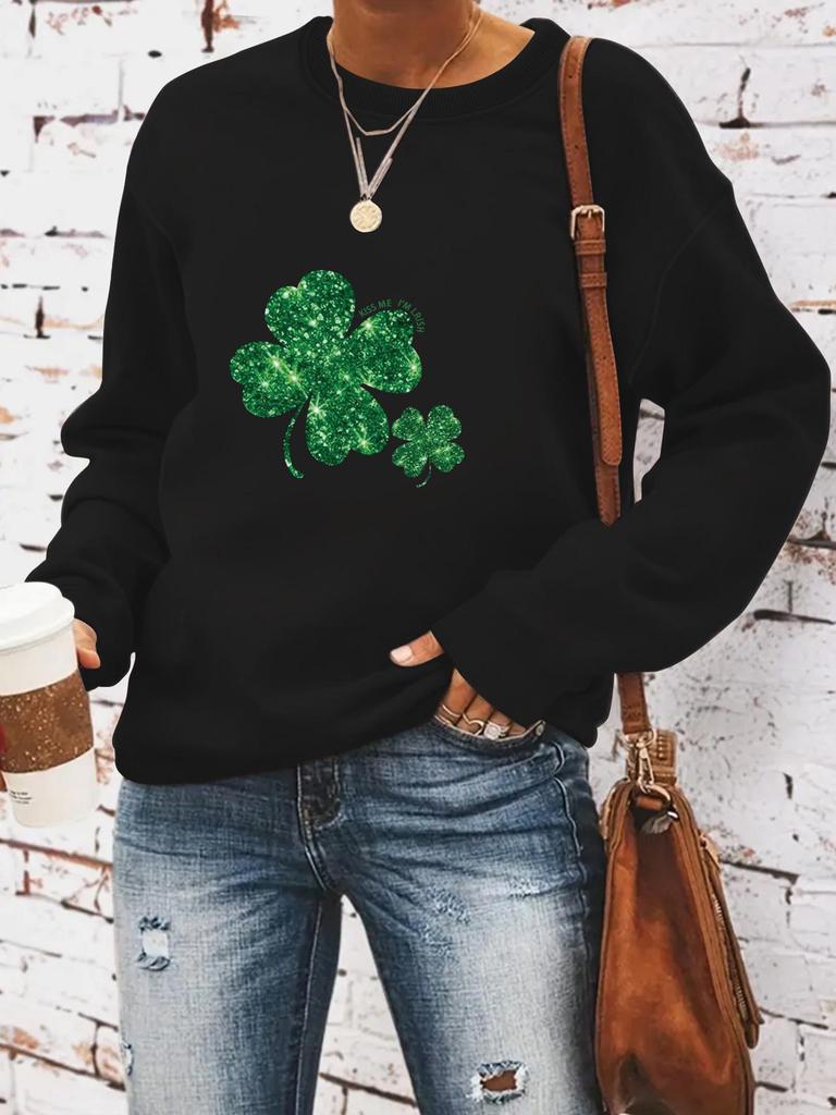 Women's Autumn/Winter St. Patrick's Day Print Long Sleeve Pullover Hoodie