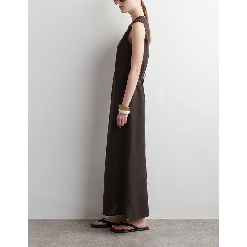 CS Summer New Product Women's Clothes Minimalist Round Neck Sleeveless Standard Edition Diagonal Cut Mid Length Long Length Dress 1271954