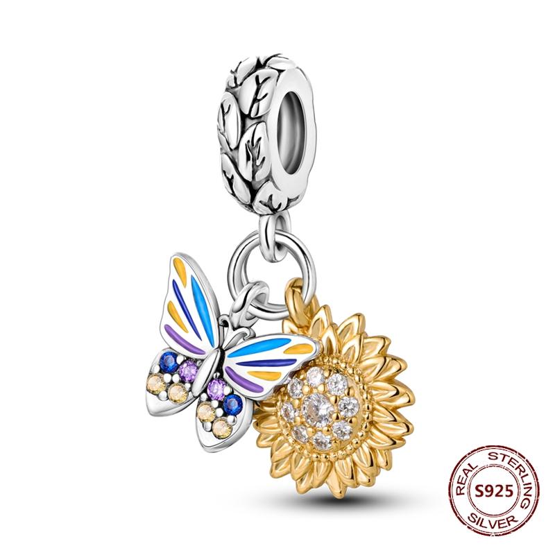 Dragonfly Charm 925 Silver Original Bee Safety Chain Sparkle Zircon Clip Charms Fit Bracelet DIY Jewelry For Women Wedding Gift