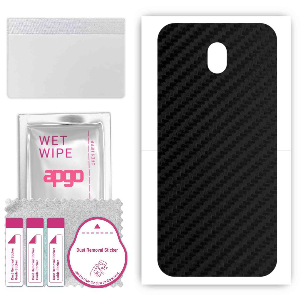 apgo Protective Skin Sticker for the Back Compatible with Samsung Galaxy J5 (2017), Wrap Film, Foil, Vinyl - Pattern Carbon Black