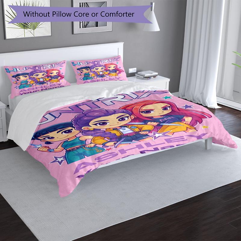 Huntrix Adventure Custom Name Text Print 1Pc Bedding Set Duvet Cover With Two Pillowcases Soft Bed Linen For Household Bedroom