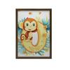 Poster Cheerful Monkey On The Letter "O Poster Cheerful Monkey On The Letter "O, 40X50 Cm, Gold Aluminum Frame, 230 Gsm Matte Paper