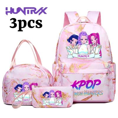 Набор из 3 предметов K-pop Истребители демонов Рюкзак Сумка для ланча Пенал Студенты Аниме Мода Школьный рюкзак Пенал Сумка для бенто Костюм Подарки