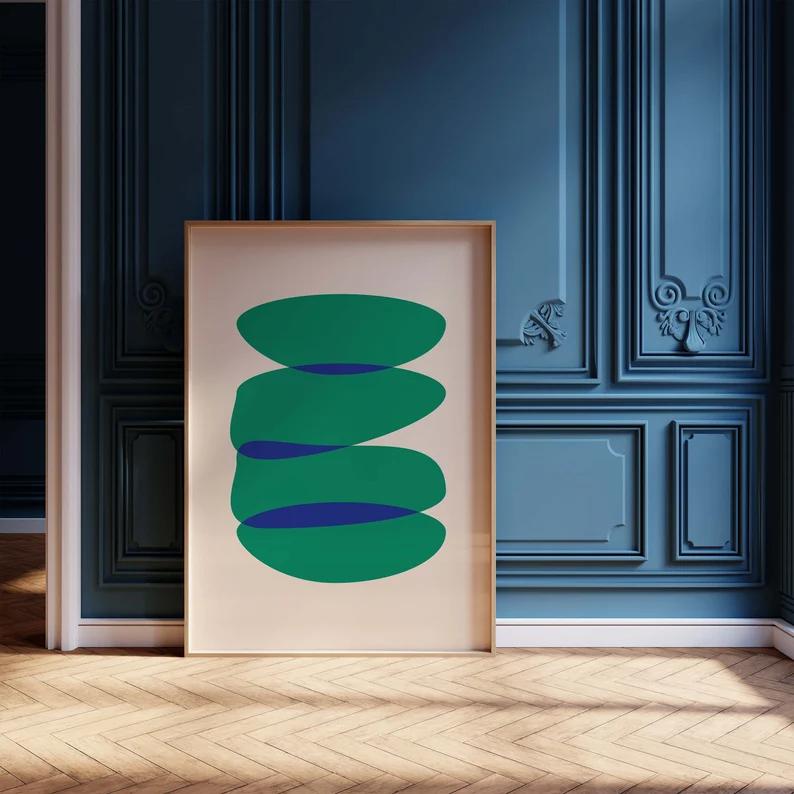 Colourful Red Green Blue Minimalist Abstract Modern Art Poster Unframed Canvas Print Wall Decor Perfect Gift for Bedroom Living Room Home Office