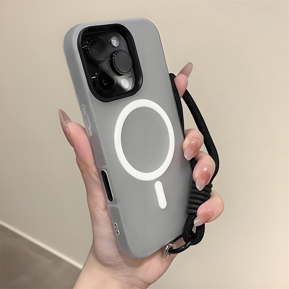 Конфетный цвет 2 В 1 ремешок на руку/запястье магнитный чехол для iPhone 17 16 15 14 Plus 13 12 Pro Max 11 чехол для Magsafe с ремешком