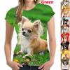 Новейшая летняя женская модная футболка с 3d принтом милых животных и собак, повседневная футболка с короткими рукавами и круглым вырезом чихуахуа