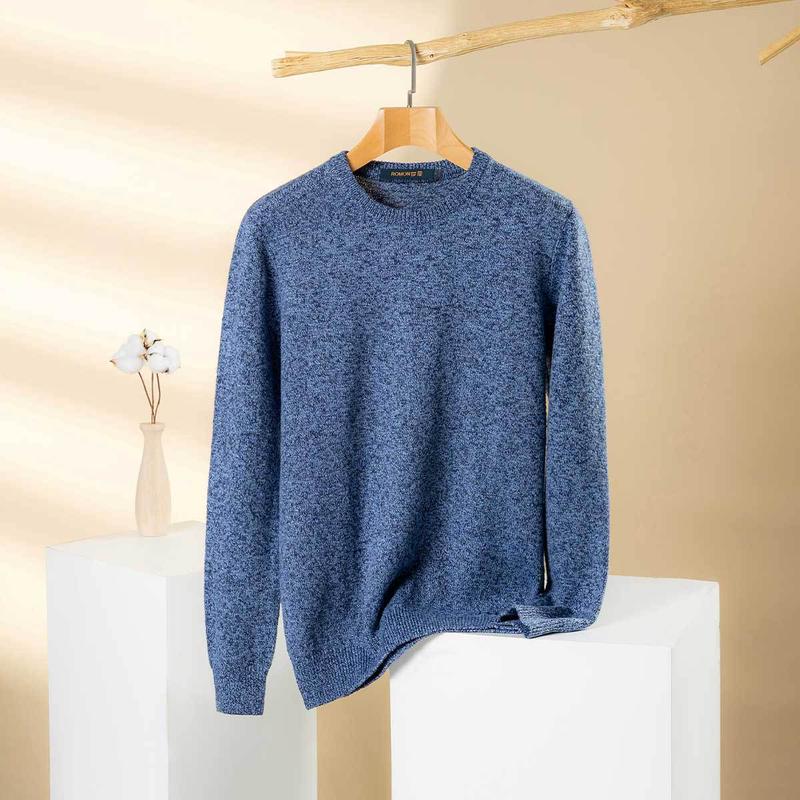 Blended cotton knitted sweater men's sweater autumn and winter base sweater