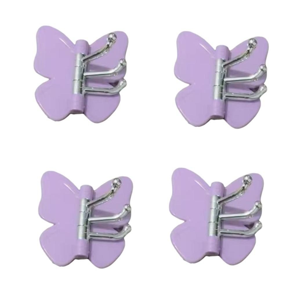 4PCS Self Adhesive Rotating Butterfly Wall Hooks Wall Mounted Corner Hooks Bedroom