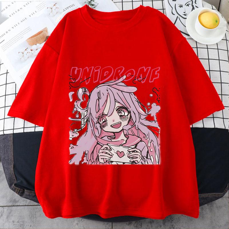 Модная рубашка, свободные женские рубашки с рисунком аниме, летняя футболка с круглым вырезом и короткими рукавами, свободные корейские топы, одежда, футболка с аниме