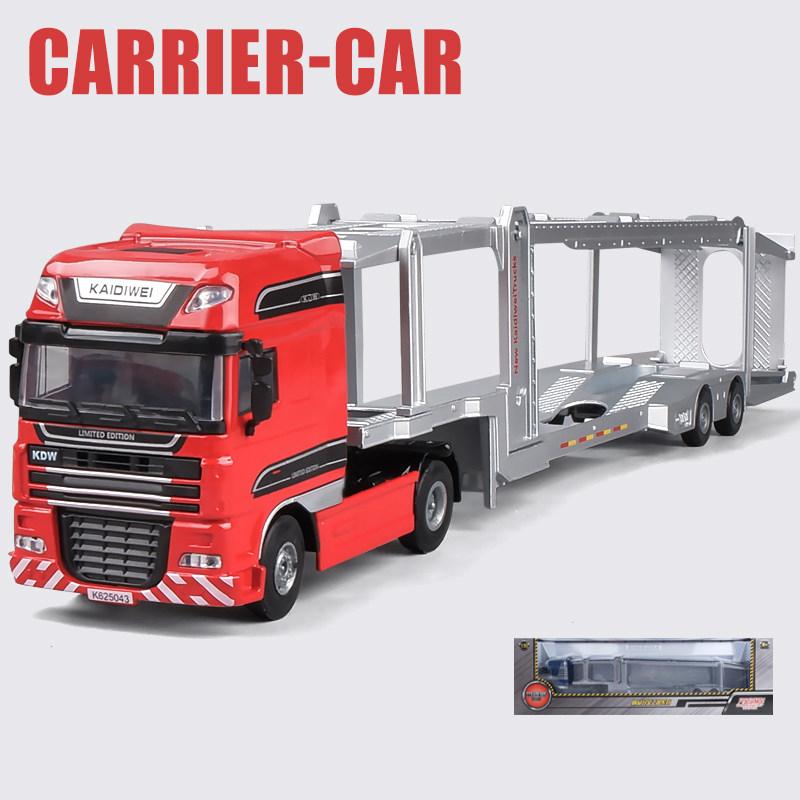 1/50 Alloy Double Deck Flatbed Trailer Model Diecast Metal Heavy Semi Trailer Transport Vehicle Truck Car Model Simulation Kids Gifts