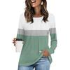Women's Fashion Casual Pleated Round Neck Long Sleeve Striped T-Shirt Comfortable Top