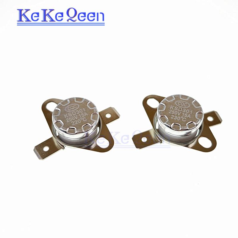 KSD301 250V 15A 200C 210C 220C 230C 240C 245C 250C Celsius Degree Normally Closed Thermostat Temperature Thermal Control Switch Fuel Injectors 6