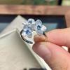t727 brushed blue zircon flower ring (price for one)