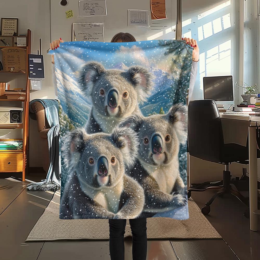 Коала, Узорный Фланелевый Плед, Высокое качество, Удобный для Всех Сезонов, Декор для Дома, Тепло и Уют, Идеально для Подарков.